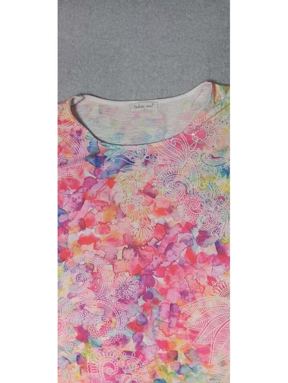 Indigo Soul Asymmetrical Blouse Top Womens Size Large Multicolor Paisley Design - Picture 6 of 12